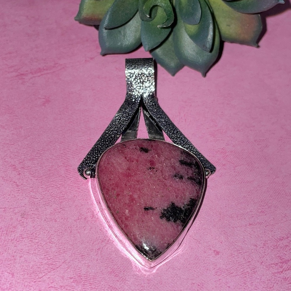 Rhodochrosite Silver Pendant